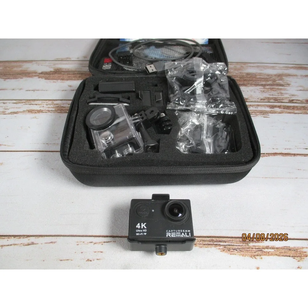 REMALI CaptureCam 4K Ultra HD Waterproof Sports Action Camera Bundle Used